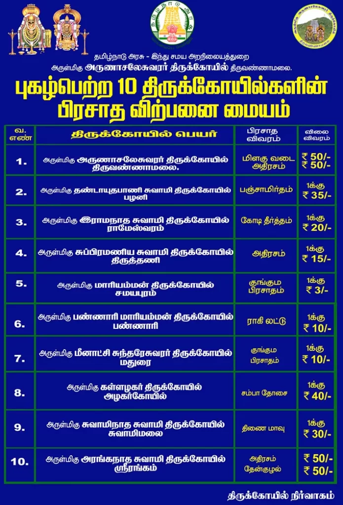 10 புகழ் பெற்ற கோயில் பிரசாதங்கள் விற்பனை